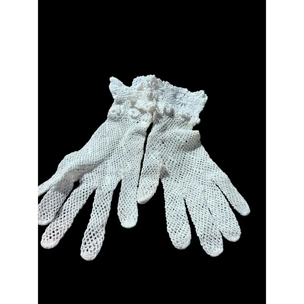 Vintage Crotcheted Gloves Dainty Feminine Fairy Garden Cottagecore Wedding Sweet